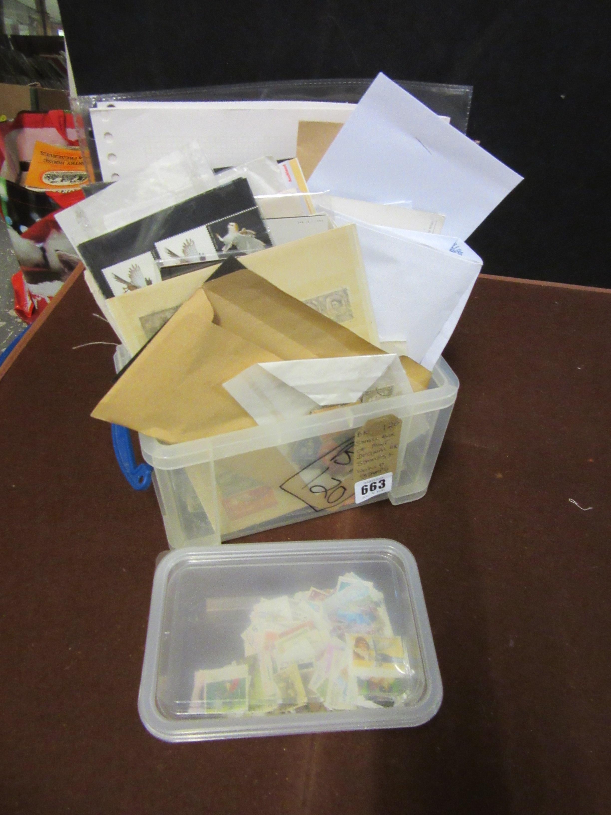 SMALL BOX OF MINT DECIMAL UK STAMPS WITH WORLD STAMPS Image