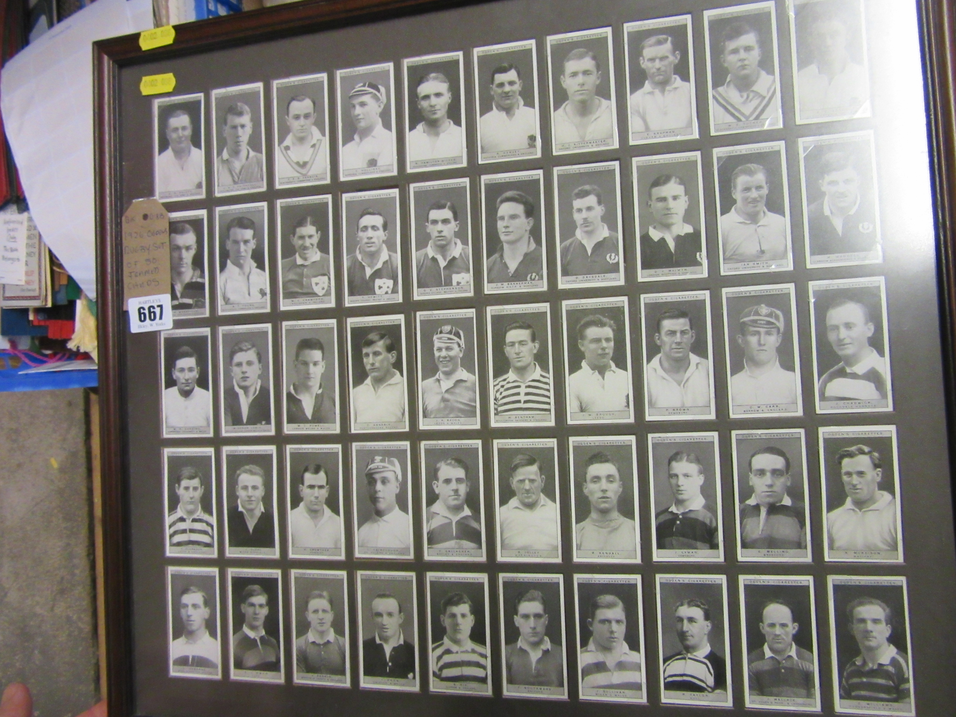 1926 OGDENS RUGBY SET OF FIFTY FRAMED CARDS Image