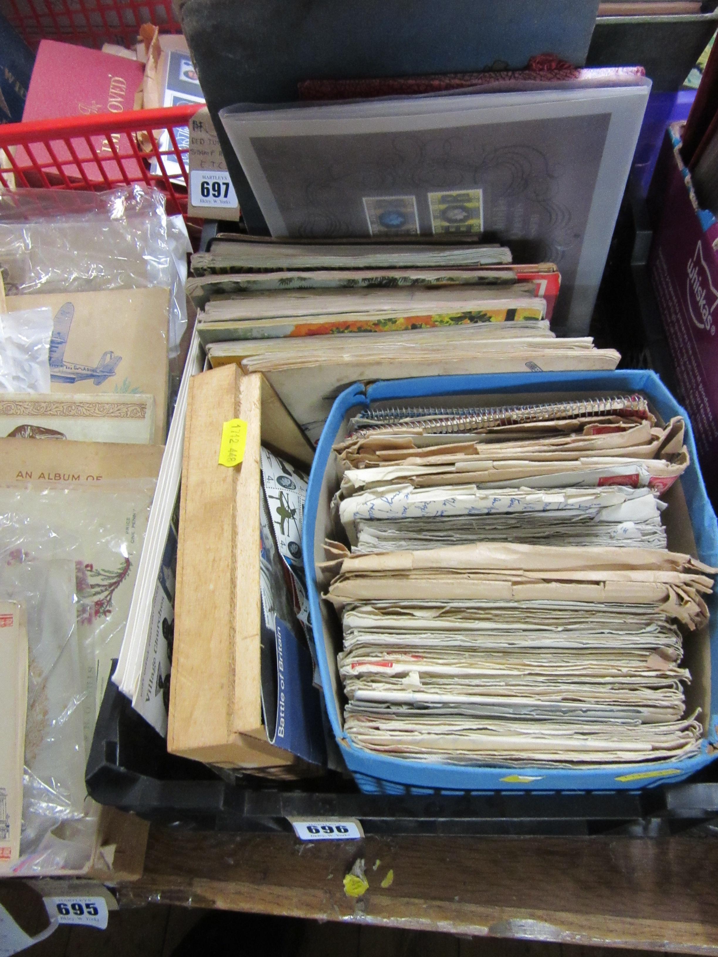 BOX OF STAMPS, POSTCARDS AND CIGARETTE CARDS Image