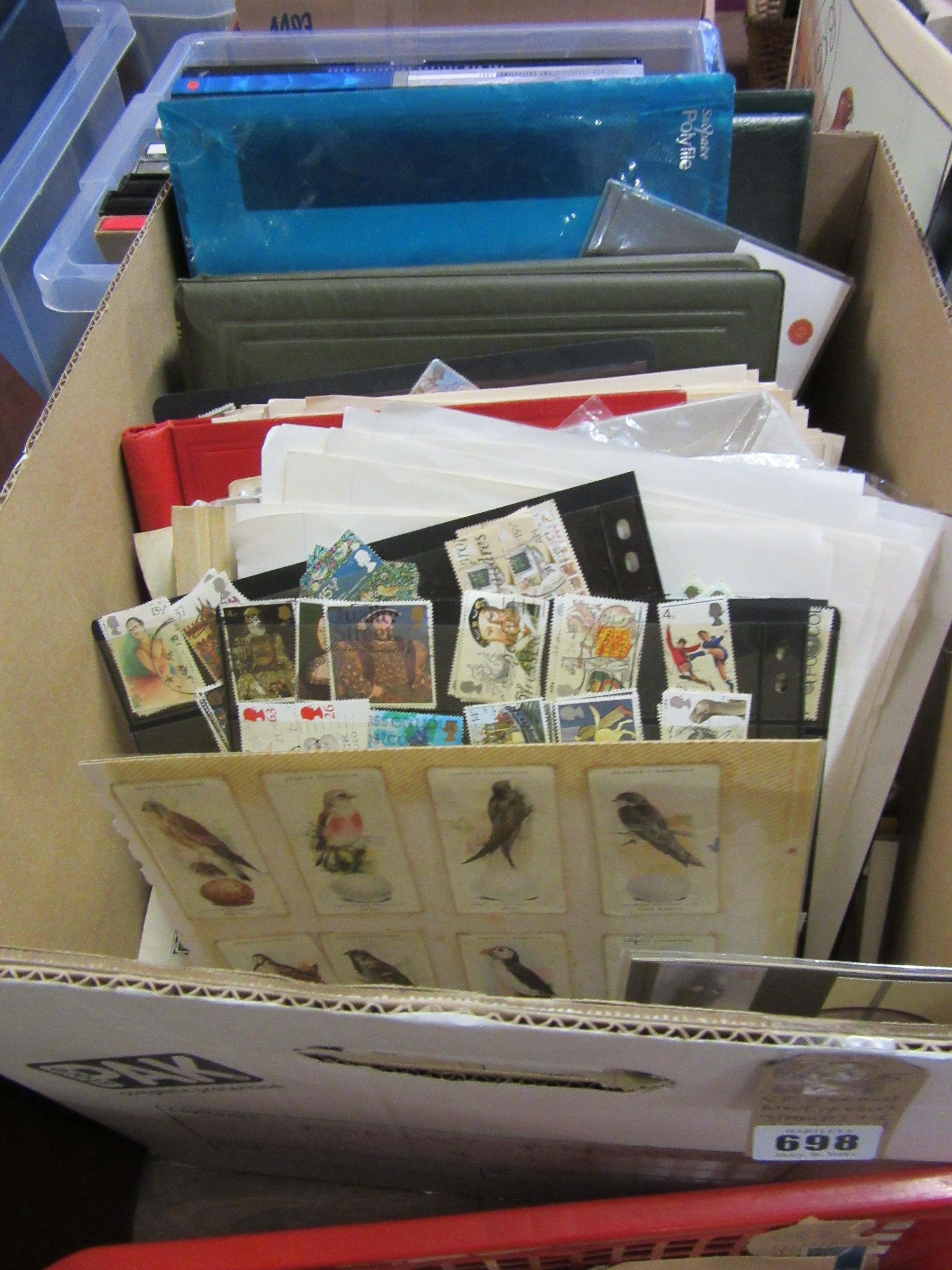 BOX OF UK AND WORLD MINT AND USED STAMPS INCLUDING UK DECIMAL PRESENTATION PACKS Image