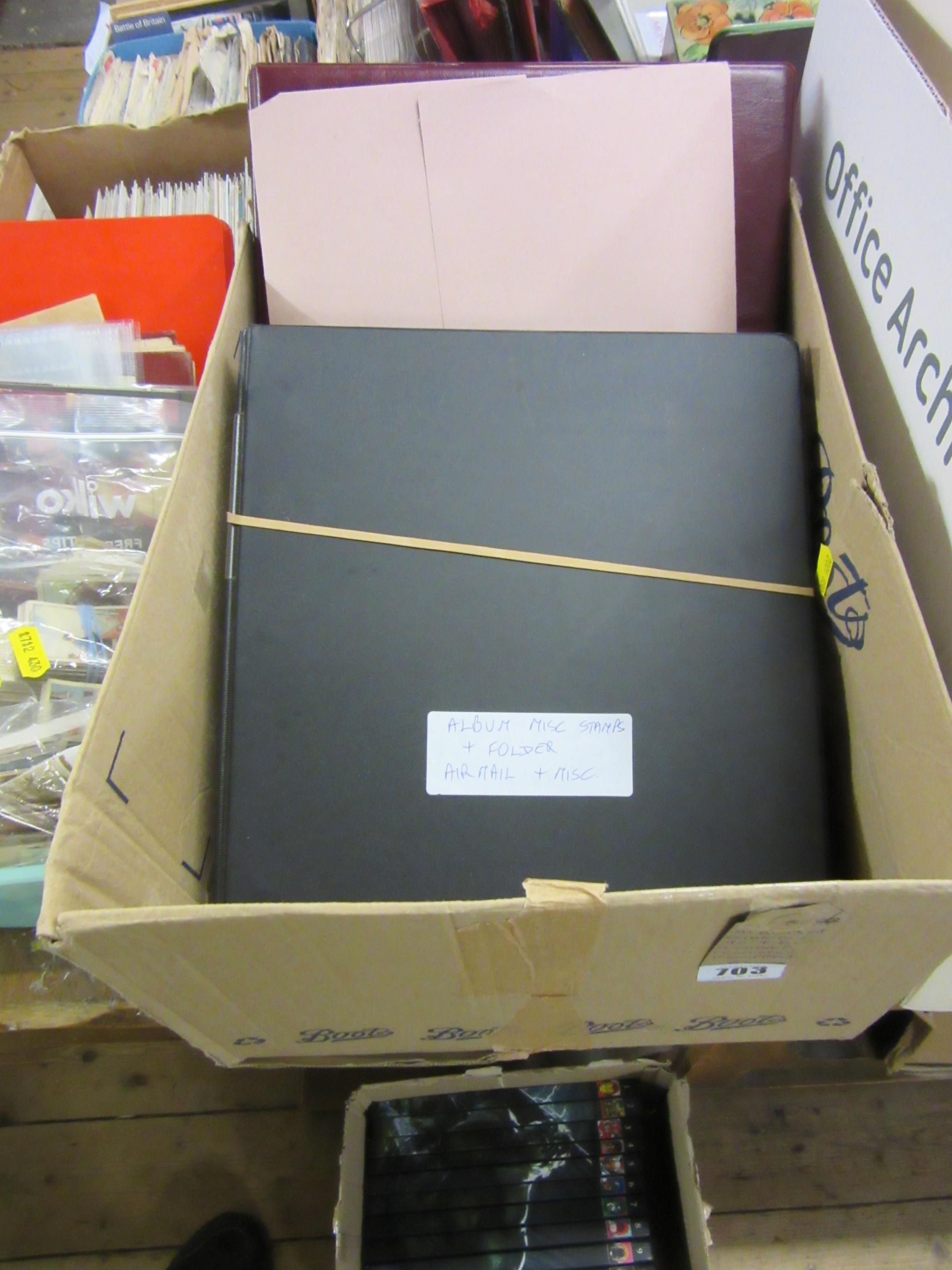 ALBUMS OF STAMPS WITH APPROX. 90 FIRST DAY COVERS WITH STAMP COLLECTING EQUIPMENT Image