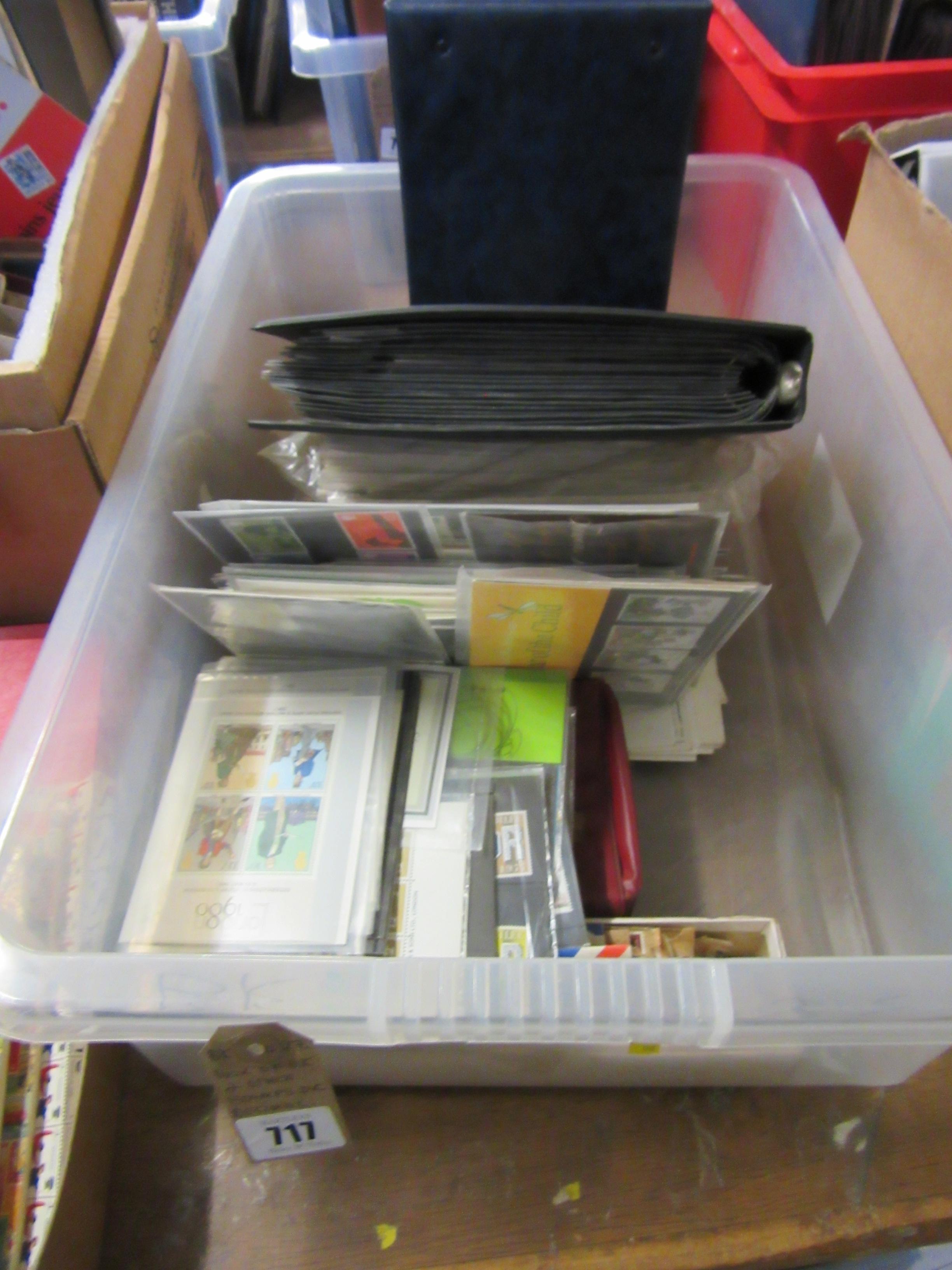 BOX OF UK AND OTHER STAMPS INCLUDING DECIMAL PRESENTATION PACKS Image