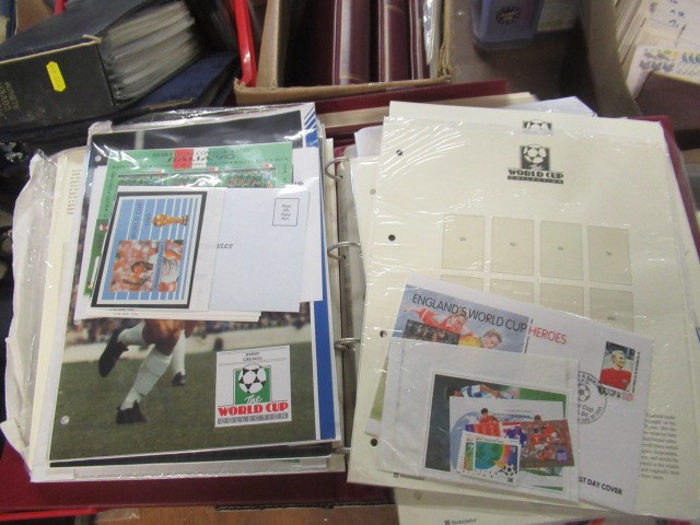 FOUR ALBUMS OF MINT WORLD CUP AND SUPER STARS STAMPS AND FIRST DAY COVERS Image