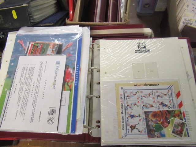 FOUR ALBUMS OF MINT WORLD CUP AND SUPER STARS STAMPS AND FIRST DAY COVERS Image
