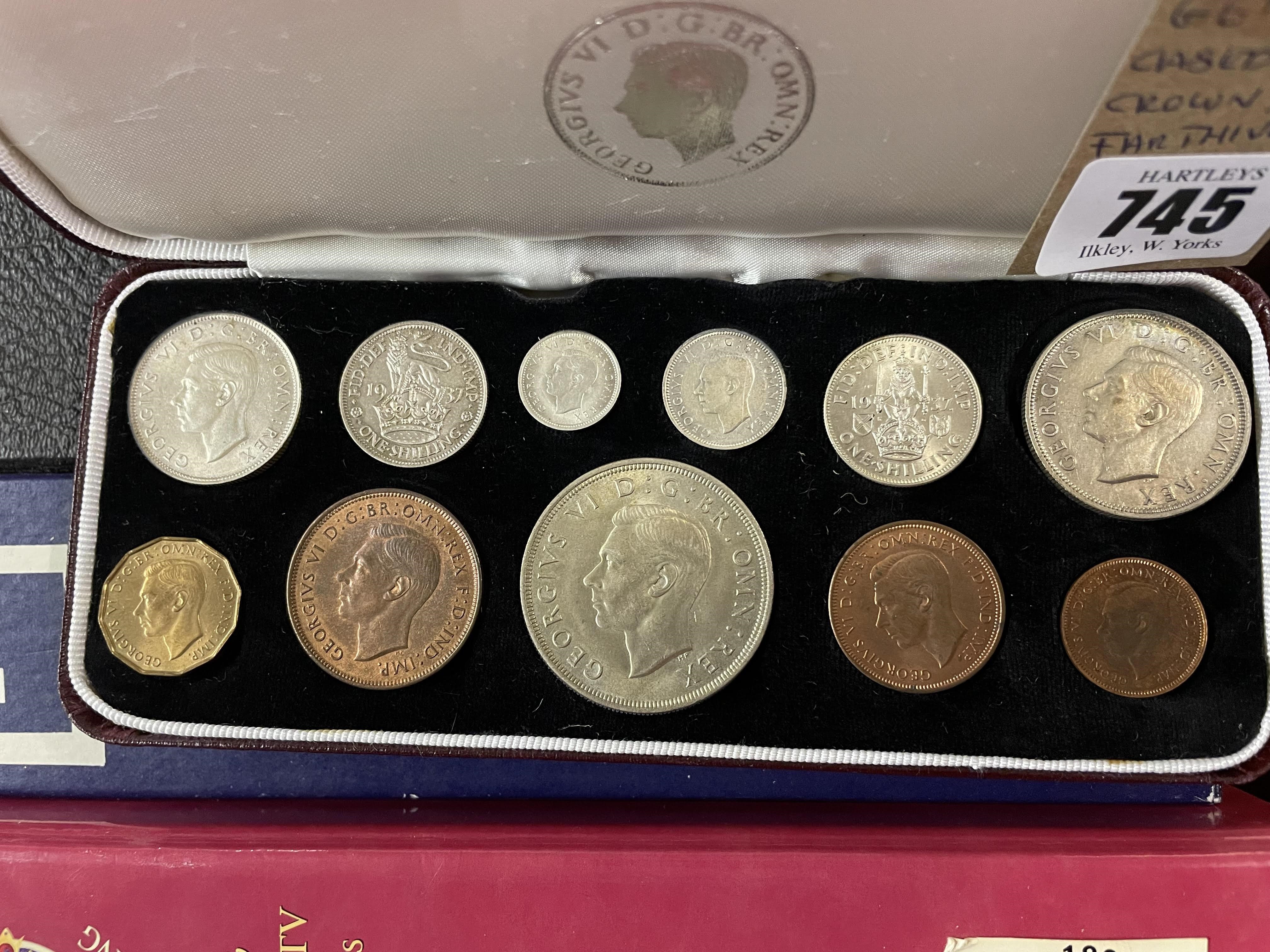 GEORGE VI 1937 CASED MINT CROWN TO FARTHING ELEVEN PROOF COIN SET Image