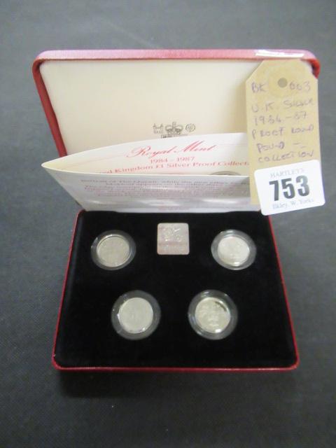 UK SILVER 1984-87 PROOF ROUND POUND COLLECTION Image