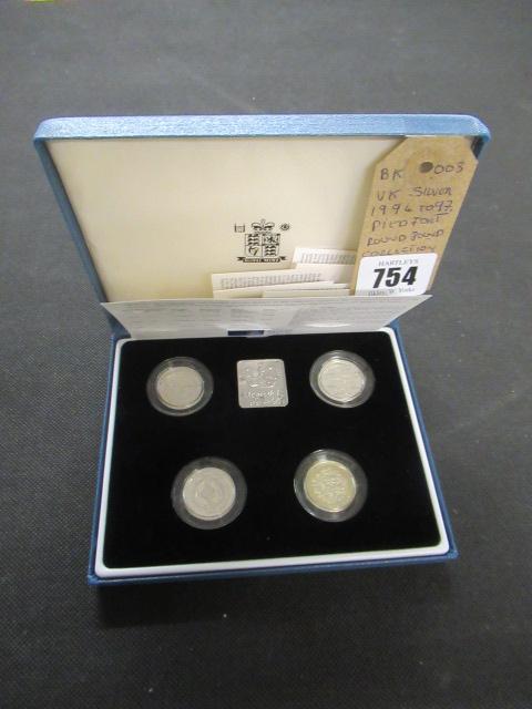 UK SILVER 1994- 97 PIEDFORT ROUND POUND COLLECTION - 90G Image