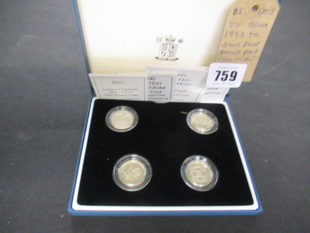 UK SILVER 1998-2001 PROOF ROUND POUND COLLECTION Image