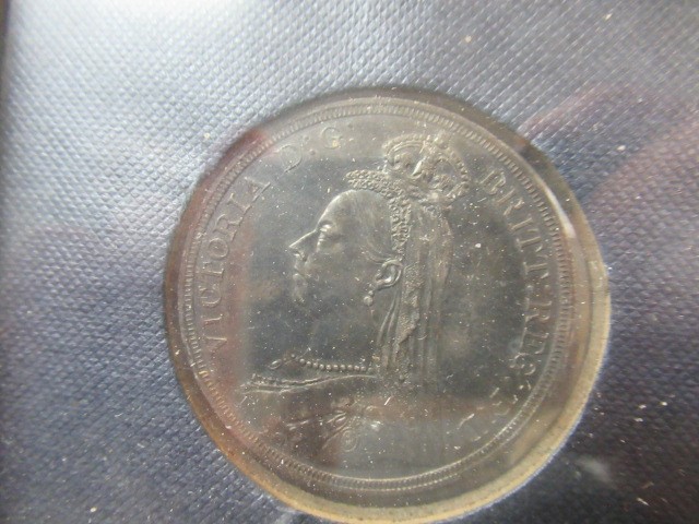 NINE FRAMED GB CROWNS INCLUDING HIGH GRADE 1887,1935 AND 1951 EXAMPLES Image