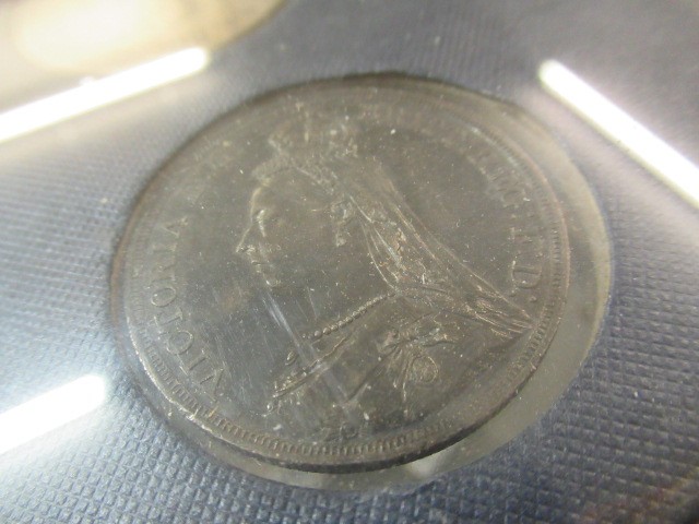 NINE FRAMED GB CROWNS INCLUDING HIGH GRADE 1887,1935 AND 1951 EXAMPLES Image