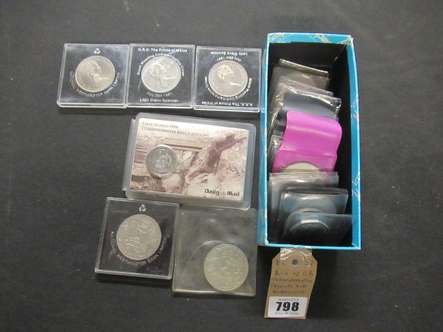 BOX OF GB COMMEMORATIVE CROWNS AND MEDALLIONS Image