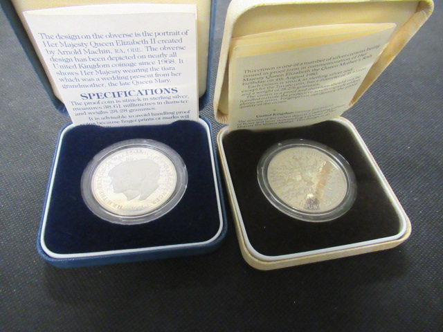 UK SILVER 1980 ER2 80TH BIRTHDAY WITH ROYAL WEDDING 1981 CROWNS - 56.5G Image