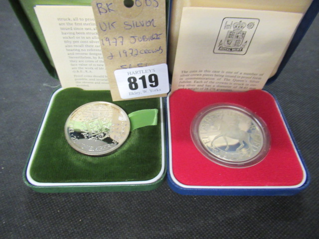 UK SILVER 1977 JUBILEE AND 1972 CROWNS - 56.54G Image