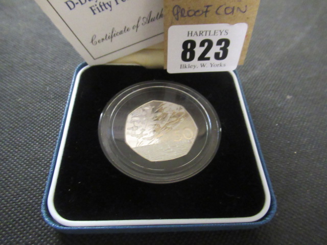 UK SILVER 1994 D-DAY FIFTY PENCE PROOF COIN - 13.5G Image