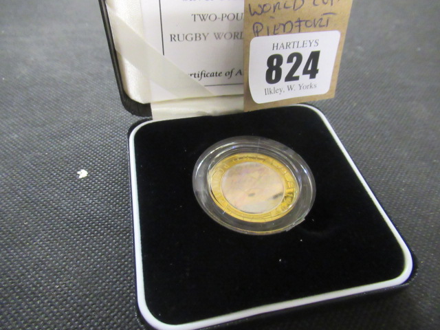 UK SILVER 1999 RUGBY WORLD CUP PIEDFORT PROOF TWO POUND COIN - 24G Image