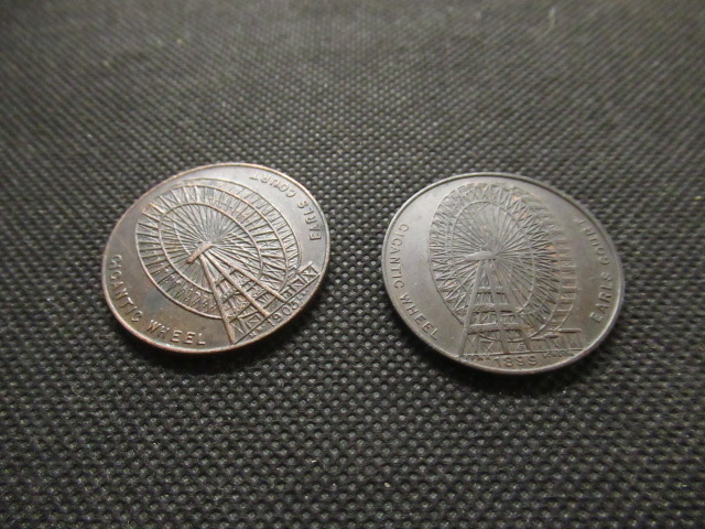 TWO EARLS COURT LONDON BIG WHEEL MEDALLIONS Image