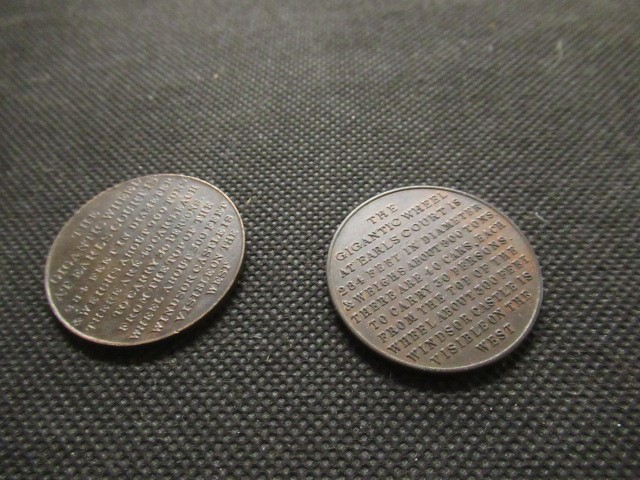 TWO EARLS COURT LONDON BIG WHEEL MEDALLIONS Image