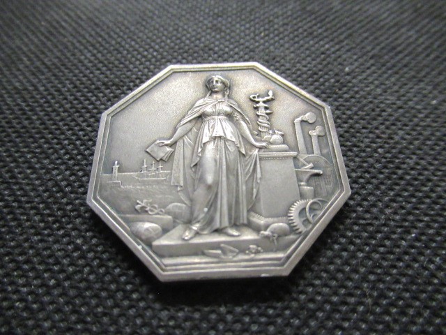 WHITE METAL FRENCH 1859 SOCIETY GENERALE DE CREDIT MEDALLION Image