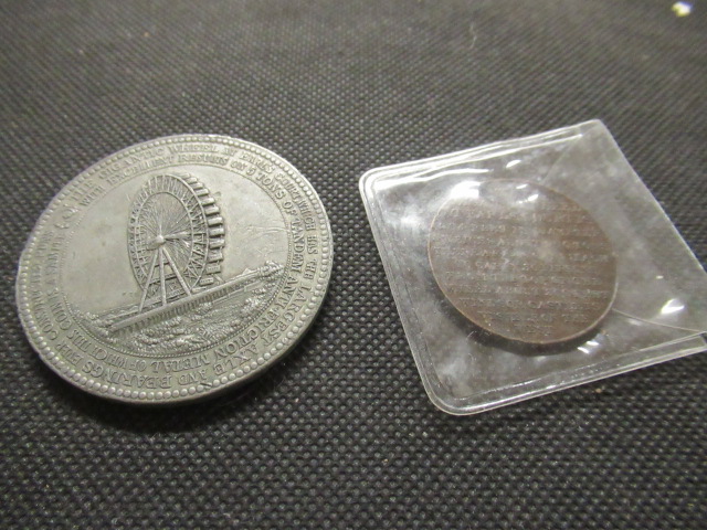 TWO EARLS COURT LONDON BIG WHEEL MEDALLIONS Image