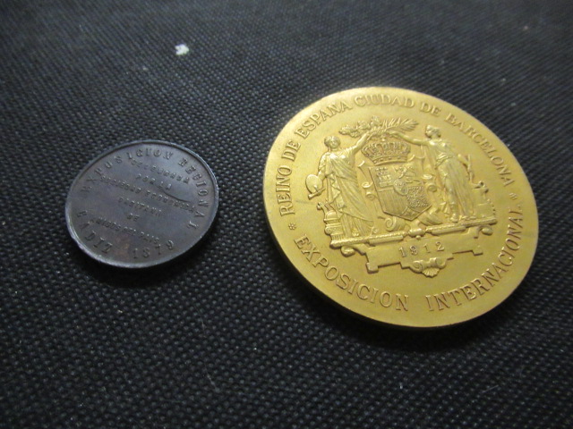 SPANISH BARCELONA 1912 AND 1879 EXHIBITION MEDALLION Image