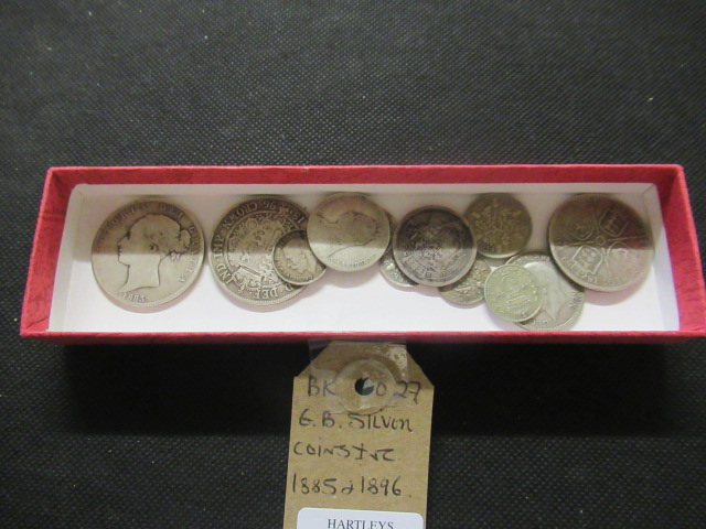 GB SILVER COINS INCLUDING 1885 AND 1896 HALF CROWNS Image