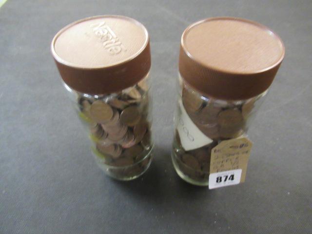 TWO JARS OF COPPER GB HALFPENNIES Image