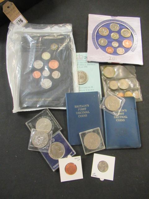 BOX OF UK COINS INCLUDING 2008 ROYAL SHIELD AND 2007 PROOF COIN SETS Image