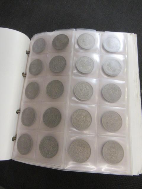 ALBUM OF APPROX EIGHTY HALF CROWNS AND EIGHTY TWO SHILLING GEORGE VI ERA GB COINS INCLUDING THREE Image