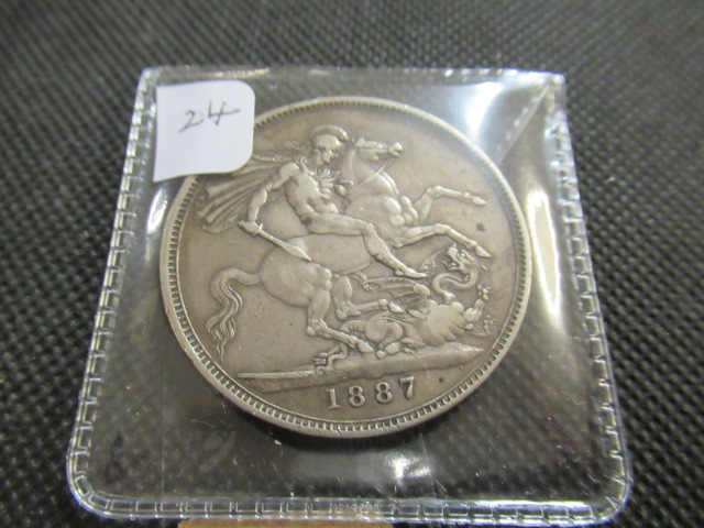 SILVER 1887 VICTORIAN CROWN Image