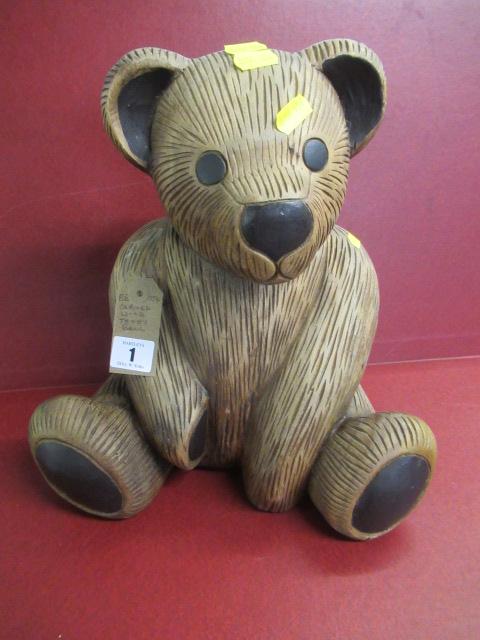 CARVED WOOD TEDDY BEAR Image
