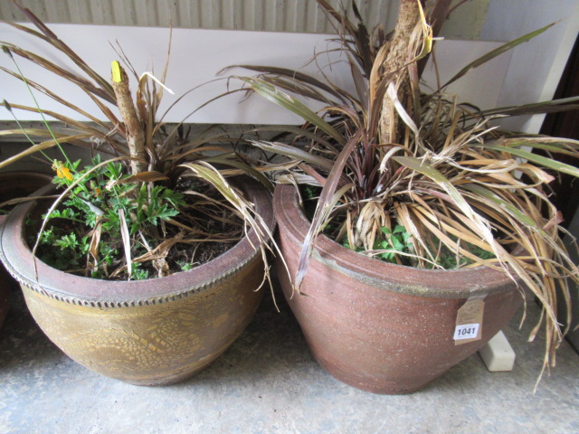 TWO STONEWARE PLANTERS Image