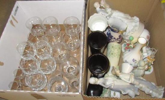 BOX OF GLASS AND A BOX OF CERAMICS Image