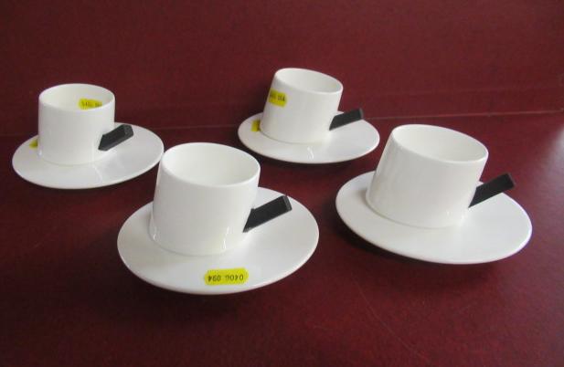SET OF FOUR ALESSI PRESTO IL CAFE ESPRESSO CUPS AND SAUCERS Image