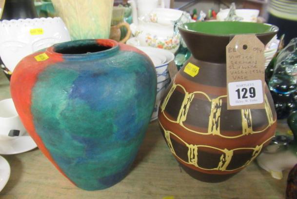 VINTAGE GERMAN SLIPWARE VASE AND A 1930S VASE Image