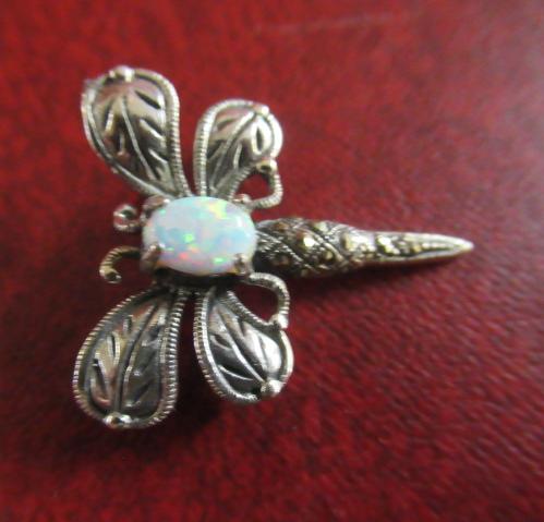 OPAL SET SILVER DRAGONFLY BROOCH Image