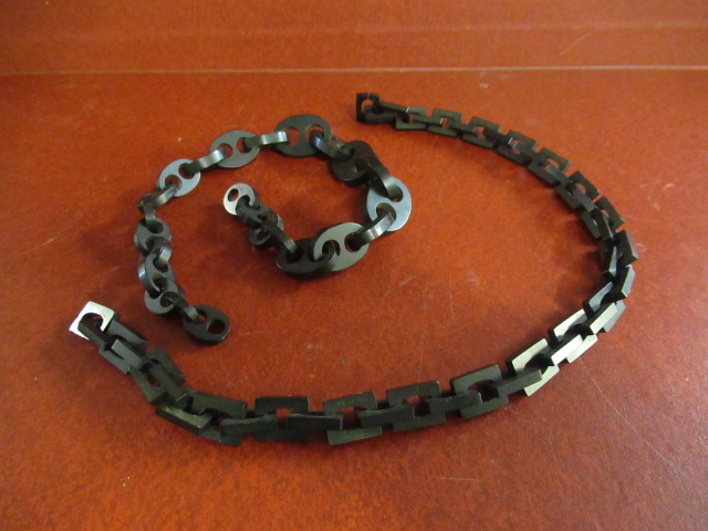 TWO VICTORIAN VULCANITE MOURNING NECKLACES/CHOKERS Image