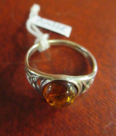 AMBER SET SILVER RING Image