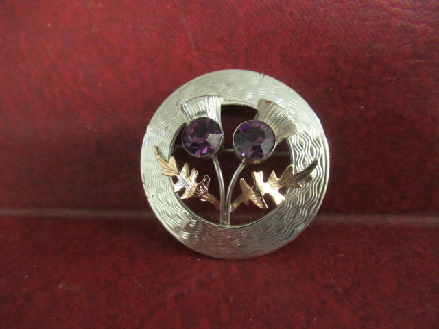 9CT AND SILVER THISTLE BROOCH Image