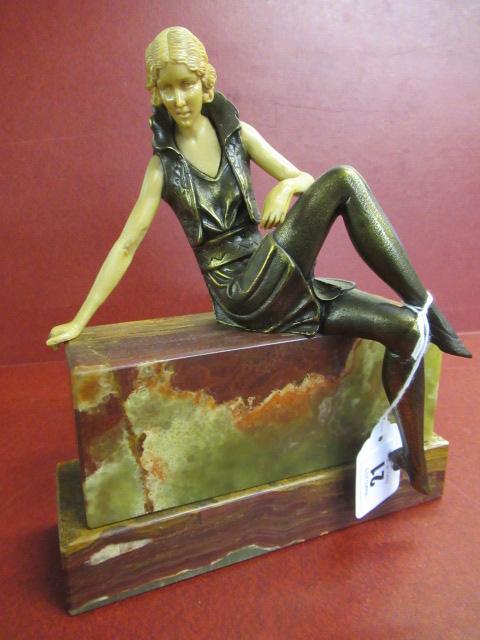 ART DECO FIGURE ON A MARBLE PLINTH Image