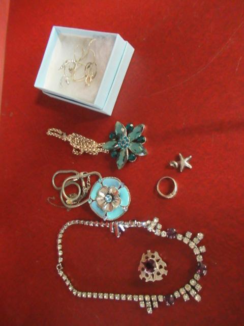 TWO SMALL BOXES OF JEWELLERY AND SILVER Image