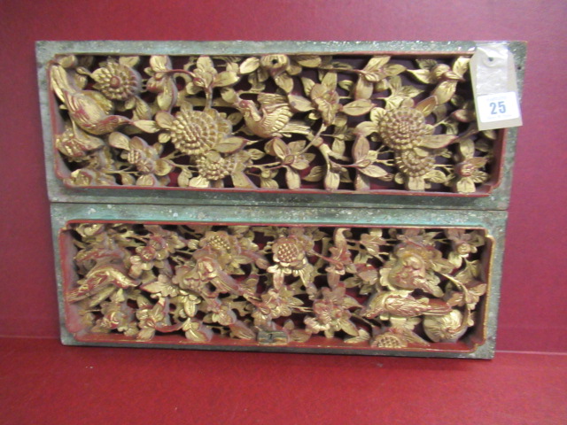 PAIR OF GILT CHINESE PANELS Image