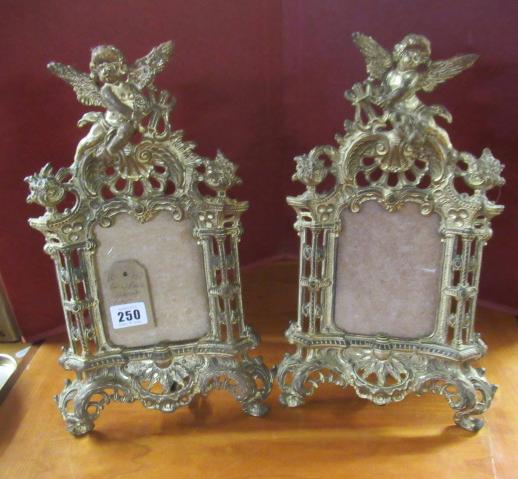 PAIR OF BRASS CHERUB PICTURE FRAMES Image