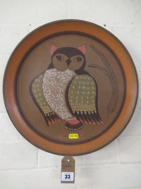 VINTAGE STONEWARE OWL WALL PLATE Image