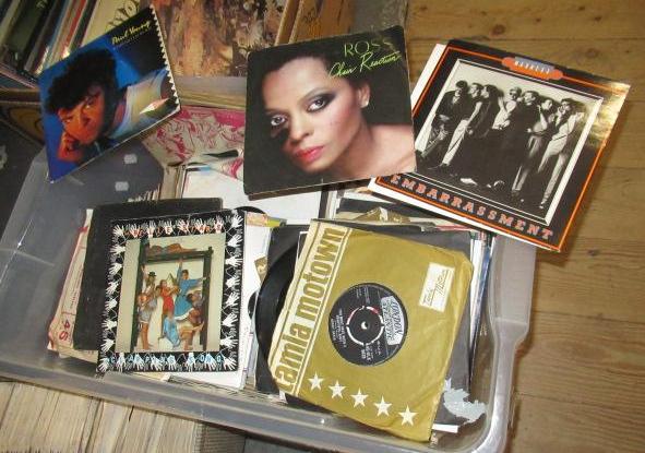 BOX OF 45 RPM RECORDS Image