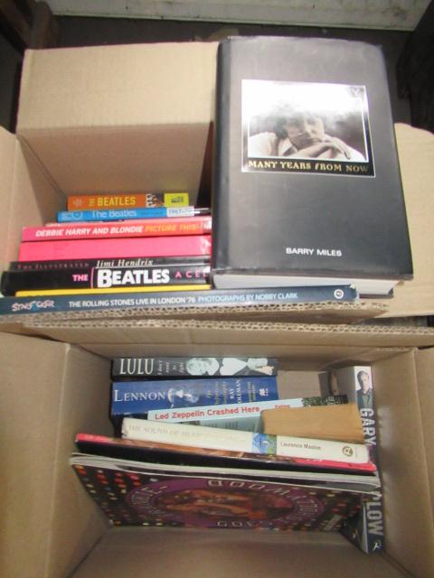 TWO BOXES OF BEATLES AND OTHER MUSIC BOOKS Image