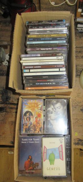 BOX OF CDS AND A BOX OF CASSETTES Image