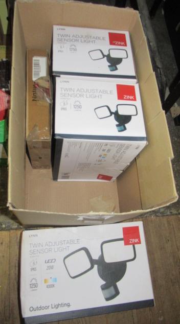THREE BOXED SENSOR LIGHTS AND AN LED FLOOD LIGHT Image