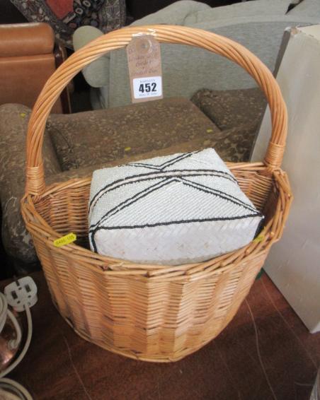 WICKER WALL BASKET AND A BEADED BOX Image