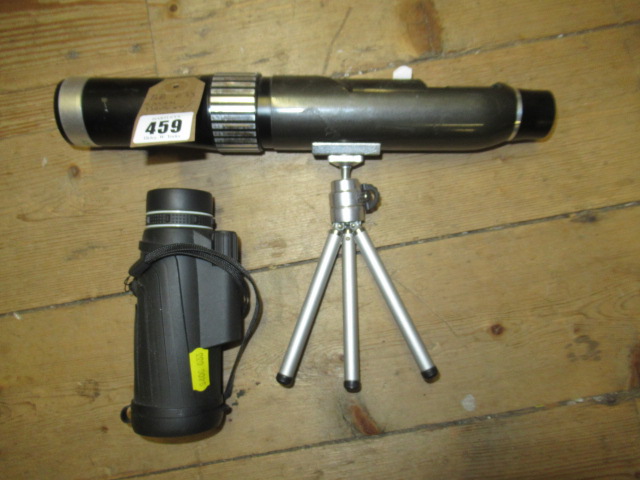 SMALL TELESCOPE, TRIPOD AND MONOCULAR Image