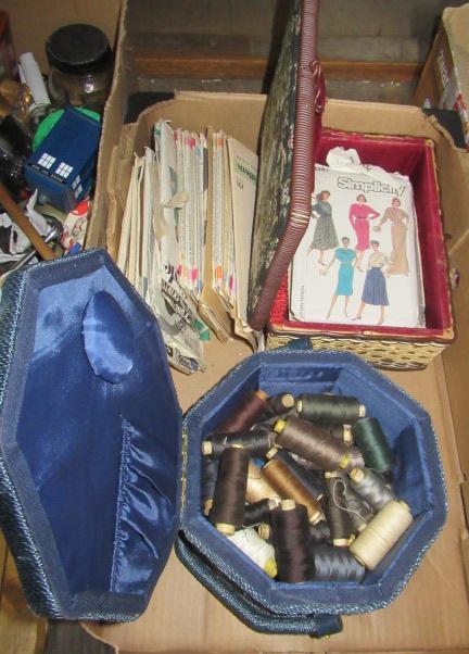 TWO BOXES OF SEWING ITEMS AND PATTERNS Image